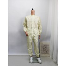 [제전복 투피스] C카라 옐로우 상하복 작업복 방진복 크린룸 정전기방지 무진복, 4XL, 옐로우 (C카라), 1개