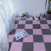 층간소음 매트 퍼즐놀이방매트 태권도 퍼즐식 소음저감 30x30 흡수 충격 깔개 유아매트 셀프시공 바닥, 60x60x1.0CM 10개, 회색 + 분홍색