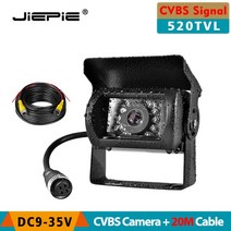 JIEPIE 트레일러 백업 후면 카메라 IR 야간 투시경 10m 케이블이 있는 버스 RV 밴용 12V 트럭 역전, 05 CVBS Camera-20M