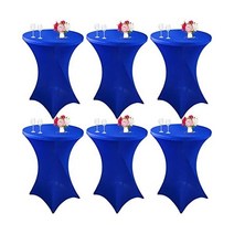 JALANCY 6팩 칵테일 스판덱스 식탁보 81 3cm x 109 2cm(32 43인치) 블랙 스트레치 스퀘어 코너 테이블 커버 천 장착 하이 탑 라운드 바 웨딩 생일 파티 연회용, 32