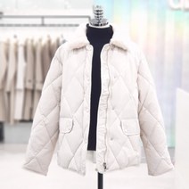 에이비에프지 카라넥 퀄팅 아이보리 패딩 점퍼 HISFW4U01A1