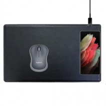 QC3.0 고속 무선 충전 마우스패드 C타입 충전케이블 국내생산 가죽재질 수공품 노트북 PC 무선 롱 패드, 블랙