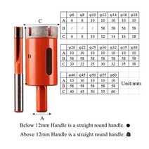 타일 컷팅기 절단기 자르기 페스툴 대리석 오프너 다이아몬드 코어 구멍 톱 드릴 비트 세트 6mm ~ 100mm, 01 Length 58mm_17 2pcs x 42mm