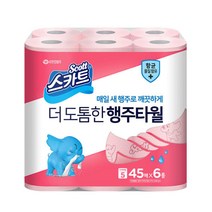 스카트 더 도톰한 행주타월 핑크 45매 6롤 1팩