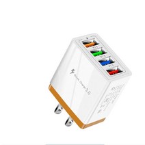 무선충전기 휴대폰 3.1A 4 포트 USB 벽 플러그 전원 어댑터 충전기 아이폰/안 드 로이드 큐브 벽돌 상자 기, 05 Orange White_01 EU Plug