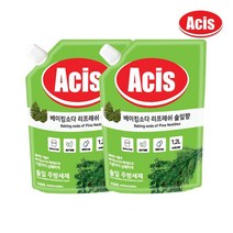 아키스 베이킹소다 주방세제 리필 솔잎향 1.2L x2개 설거지 1종주방세제 주방용 야채과일세척 물때 항균 대용량 기름기 식물성보습, 2개