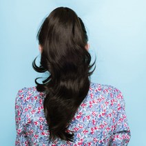 프리티레이디 여성 포니테일 묶음머리 가발 내츄럴 웨이브 집게 가발 핑크라벤더 45cm, 핑크라벤더(프렌치사)-06리얼브라운, 1개