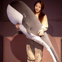 푹신 고래 바디필로우 80cm 모찌만능베개 대형 롱쿠션 애착인형 수면 선물, B.블랙 + A.80cm(탈부착세탁 가능)