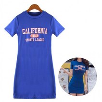 롤리 캘리포니아 프린팅 블루 영문 원피스 반팔 반팔원피스 미니원피스 하객원피스 피로연원피스