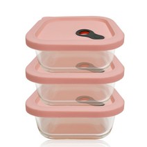 파미레 실리콘 오븐 글라스 Large 3개 세트, 정사각 530ml