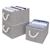 StorageWorks Storage Boxes for Shelves with Cotton Rope Handles Closet Storage Bin Rectangle Gray, 1