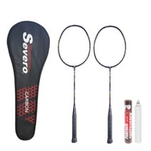 세베로 마이크로 베드민턴 라켓 카본68 2p + 7u 풀커버 + 고급깃털 셔틀콕 12p, 1세트