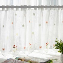 SKANDSALO 미니 짧은 원룸 작은창 창문 레이스 꽃자수 벨크로 창문형커튼