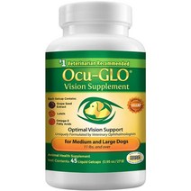 미국 직구 Ocu-GLO 오큐글로 중대형견용 소형견용 시력 보조제 45cap 90cap Vision Supplement, 중형 대형견(11파운드 이상), 90겔캡