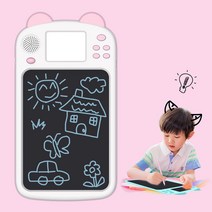 1+1 디지털 LCD 그림판 보드 어린이 유아동 영어 중국어 발음 단어 어학교재 미술수업, 핑크1+1