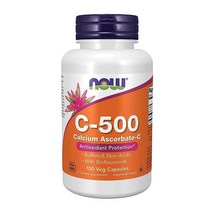 NOW 보충제 비타민 C-500 칼슘 아스코르빈산염 항산화 보호* 식물성 캡슐 100개 206460, 100 Count (Pack of 1)