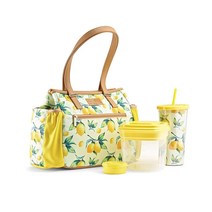 FitFresh Copley 성인용 단열 도시락 가방 작은 성인 점심 Feline Fine, Lemons