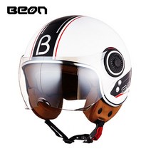 바이크헬맷 킥보드헬맷 클래식바이크헬맷 하이바 Capacete-BEON 110B 오토바이 스쿠터 헬멧 beon 오픈 페, 02 gloss white black