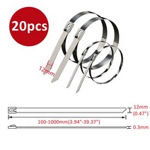 스텐 케이블건 자동 타이건 4.6/7.9mm 스테인레스 스틸 금속 케이블 배기 랩 코팅 잠금 지퍼 다기능 20 개, [11] 600mm(23.62inch), [02] 7.9mm(0.31inch)