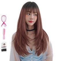 가발위드 러블린 통가발 + 가발걸이 + 가발전용빗 + 가발망세트, 1세트, 애쉬핑크