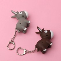 LED불빛 사운드 열쇠고리 누르면 불빛과 사운드가 동시에 귀여운 당나귀키링 커플키링 가방고리 자동차키링, 브라운