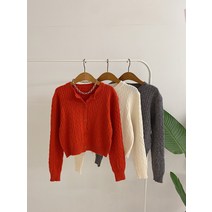 허니제이 / 레미티 세미크롭 꽈배기 니트 가디건(3color)