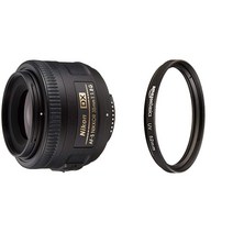 145844 Nikon 단일 초점 렌즈 AF-S DX NIKKOR 35mm f 1.8G for Nikon DX Format 및 Amazon 기본 렌즈 필터 UV 보호 52mm CF, 필터 세트