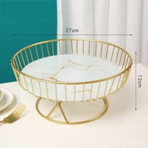 2단 디저트트레이 스낵 마카롱 베이커리 커피 트레이 3단 접시, 그레이 화이트 대리석-대형