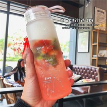 내열유리 강화유리 그라데이션 텀블러 500ml, 핑크