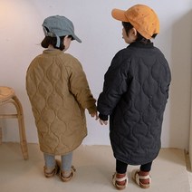 겨울 어린이 키즈 유아 아동 경량 빈티지 누빔 롱 퀼팅 깔깔이 점퍼 자켓 패딩