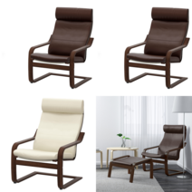 이케아 가죽암체어 POANG 포엥 암체어 브라운/글로세 다크브라운