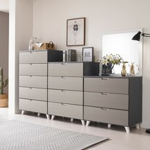 퍼니아트 루카 광폭 3단서랍장 800, 바디그레이_실버