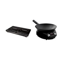 정품 Nuwe PIC 이중 휴대용 강력한 1800W(대형 8인치 가열 코일 2개 독립 제어 장치 5°F 단위로 100°F~575°F에서 94가지 온도 설정 11.5인, Dual Cooktop + Induction Wok