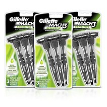 질레트(Gillette) 질레트 Mach3 남성용 일회용 면도기, 9 Razors