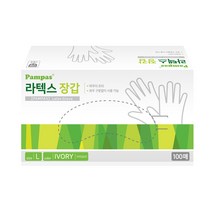 팜파스 식품용 라텍스 위생장갑 파우더프리 L, 2개, 100매