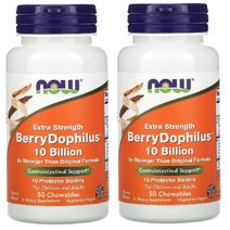 나우푸드 프로바이오틱스 엑스트라 스트렝스 베리 도필루스 유산균 100억 CFU 츄어블 50개 약들약 고약사 [2개]