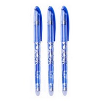 20Pcs 지울 수있는 젤 펜 리필 0.35mm 블랙/블루/레드/그린/퍼플/오렌지 잉크 마술 학교 쓰기 용품, Only 3Pcs Blue Pen 2