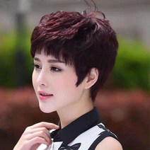 여자단발머리패션 여성 전두 핍진 미드 노년 배기 볼륨 짧은 헤어 롤 생머리 스타일리쉬 맨 꼭대기 통가발 3647148562