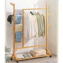 모닝라이트 원목무빙행거 스탠드옷걸이 나무 미니 이동식행거, 원목 고급형