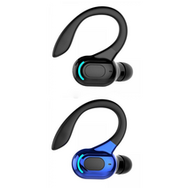 WJSHOP 2pcs F8 무선 귀걸이형 IPX4 방수 스테레오 블루투스 이어폰 (블랙/화이트/블루/레드), 블랙+블루
