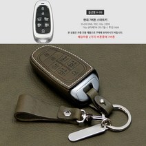 이지스오토랩 현대 더뉴 팰리세이드 싼타페 키케이스 키홀더 스마트키케이스, 리츠S H-06 7버튼(올리브), 스트랩각인추가