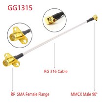 유니파잉1PC MMCX to SMA/RPSMA 암 플랜지 패널 마운트 RG316 Pigtail FPV 안테나 연장 코드 TBS Unify Pan, 04 MMCXM90 to RPSMA F_06 30CM