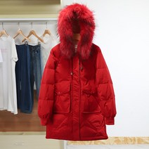 여성라쿤패딩 신세대엄마 후드 너구리후드털 덕다운