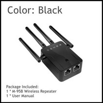 M-95B 무선 라우터 리피터 와이파이 300M 신호 증폭기 익스텐더 4 안테나 홈, 02 Black_03 UK  plug