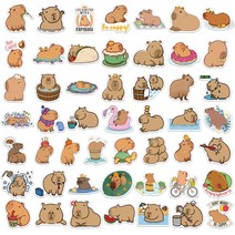 오브젝트스티커 힙한 다꾸팩 레터링 투명 흑백 포인트 스티커 다꾸세트 10/50Pcs 귀여운 Capybara 팩 동물 테마 엄마와 세트 작은 데칼 스크랩북 전화 케이 822EA 1, 10Pcs-Random