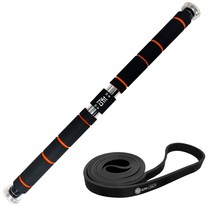 비핏 가정용 문틀철봉 풀업바 턱걸이봉(일반형)+풀업밴드(블랙22mm), 블랙