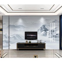 멍석 수묵 산수화 뉴차이나스타일 TV배경벽 벽지 벽화 3d XXXXX초기화 거실 부직포 촬영 벽그림, T03-도 3