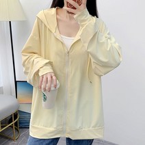 Z3JC 여성 아이스슬림 루즈핏 빅사이즈 가디건 후드 래쉬가드, Z3JC 연노랑