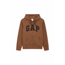 GAP Adults 갭 남성 22년 HOLIDAY 헤리티지 로고 패치 후드 집업_브라운 879609