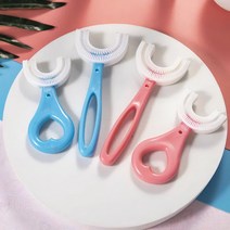 Baby Toothbrush Children 360 U-shaped Child Toothbrush Teethers Soft Silicone Baby Brush Kids, 2-6, Pink